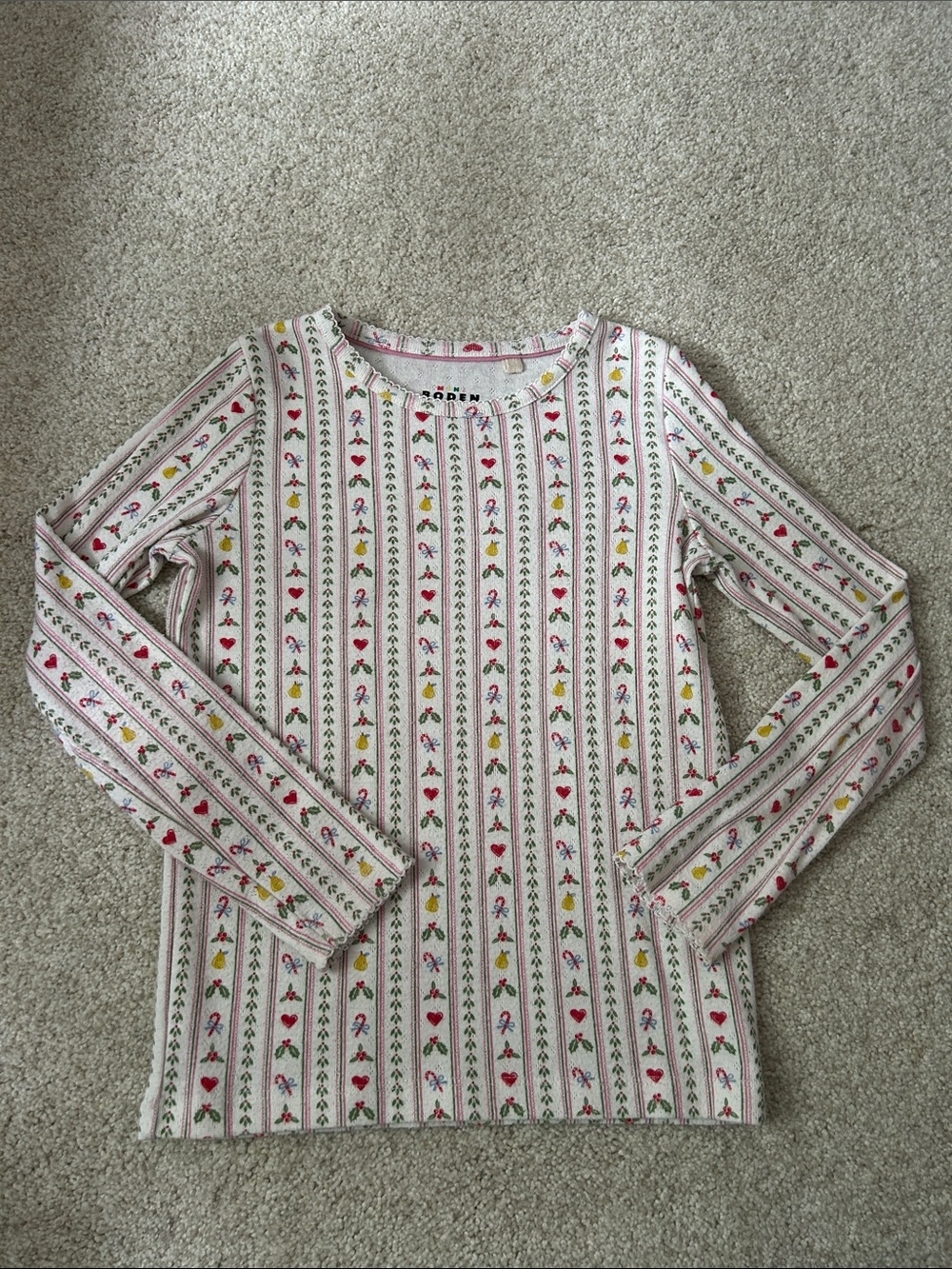 Mini Boden Christmas pointelle shirt